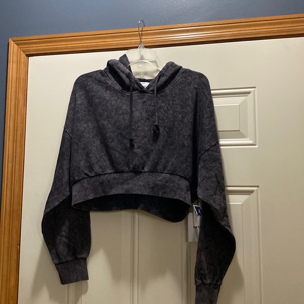 Young Girls Crop Hoodie Be You in Black Purple P/S